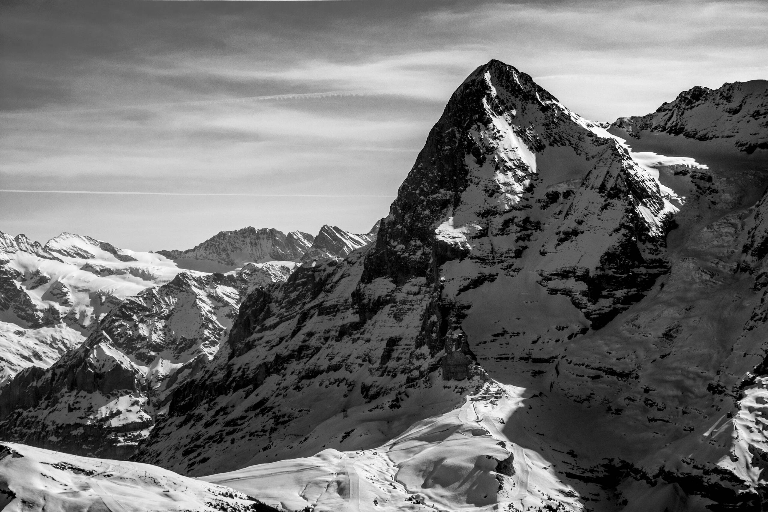 Eiger northface in black and white